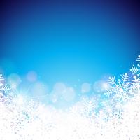 Tema de Natal com flocos de neve em fundo azul vetor
