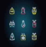conjunto de ícones de luz de néon variedade purificadores de ar vetor