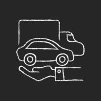 ícone de giz branco de veículos de propriedade da empresa em fundo escuro vetor