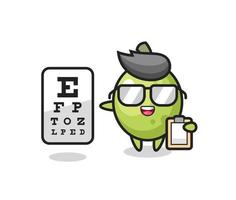 ilustração do mascote oliva como oftalmologista vetor