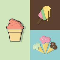 desenho de conjunto de ícones de vetor de sorvete