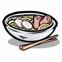 mão desenhada ilustração vetorial de macarrão de comida japonesa vetor