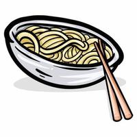 mão desenhada ilustração de macarrão de comida asiática vetor