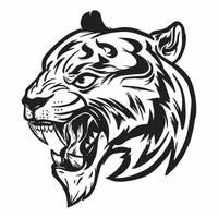 ilustração em vetor cabeça de tigre zangado em preto e branco