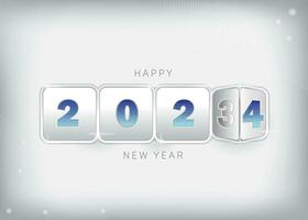 Novo ano 2024 fundo azul cor número do Próximo ano corre em a caixa botão conceito para celebração, cartão, papel de parede, conectados vetor