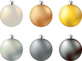 brilho metal Natal bolas ouro prata cobre Preto branco cor vetor