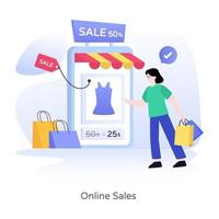 vendas online e descontos vetor
