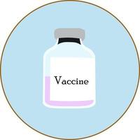 ícone redondo médico com frasco de vacina. vacina contra o vírus. vetor
