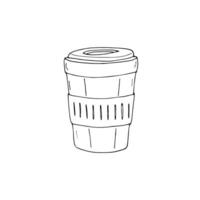 descartável café copo. mão desenhado papel café copo. isolado vetor ilustração em uma branco fundo.