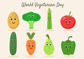 dia mundial vegetariano e ilustração vetorial de vegetais ou frutas vetor