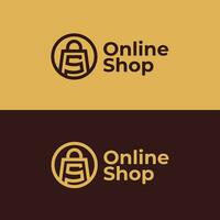 modelo de design de logotipo de loja online vetor