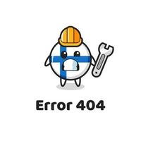 erro 404 com a fofa mascote do emblema da bandeira da Finlândia vetor