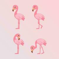 vetor mão desenhado fofa Rosa flamingo com quatro expressão ilustração