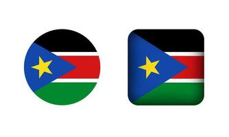 plano quadrado e círculo sul Sudão bandeira ícones vetor