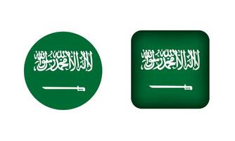 plano quadrado e círculo saudita arábia bandeira ícones vetor