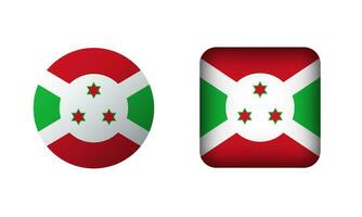 plano quadrado e círculo Burundi bandeira ícones vetor