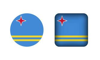 plano quadrado e círculo Aruba nacional bandeira ícones vetor