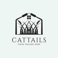 cattails plantar com casa silhueta logotipo vetor ilustração Projeto