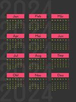 2024 calendário vetor Projeto modelo. calendário dentro alemão. a semana começa em segunda-feira.