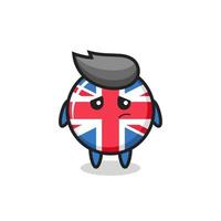 o gesto preguiçoso do personagem de desenho animado do distintivo da bandeira do Reino Unido vetor