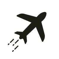 avião silhueta ícone. carga, mosca aeronaves, o negócio jato glifo pictograma. viagem de avião placa. Remessa e transporte símbolo. Entrega serviço ar transporte. isolado vetor ilustração.