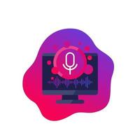 ícone de vetor de software de reconhecimento de voz e áudio