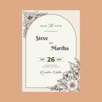 floral Casamento convite cartão com mão desenhado esboço botânico quadro, Armação vetor