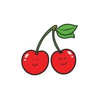 vetor ilustração cor crianças sorridente fruta cereja clipart