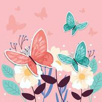 colori poster do borboletas papel de parede decoração vetor ilustração