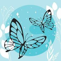 borboletas esboço em uma inverno fundo vetor ilustração