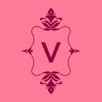 carta v clássico beleza vintage inicial vetor logotipo quadro, Armação Projeto