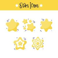 conjunto do dourado Estrela forma ícones vetor ilustração