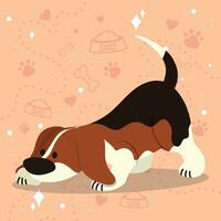 fofa cheirando beagle cachorro desenho animado personagem vetor ilustração