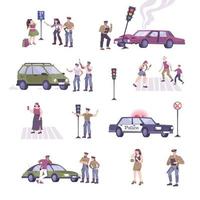 conjunto de ícones da polícia de trânsito vetor