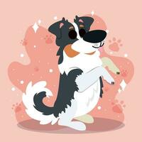 fofa feliz fronteira collie cachorro desenho animado personagem vetor ilustração