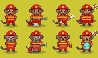 ilustração vetorial de conjunto de bombeiros macacos vetor