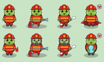 desenho animado de bombeiro de tartaruga vetor