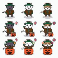 gato halloween conjunto Frankenstein vetor