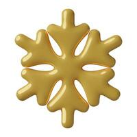 dourado floco de neve 3d ícone. inverno festivo feriado decoração para Natal e Novo ano. três dimensional vetor Projeto elemento em branco fundo.