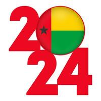 feliz Novo ano 2024 bandeira com Guiné bissau bandeira dentro. vetor ilustração.