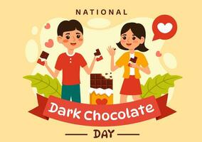 nacional Sombrio chocolate dia vetor ilustração em fevereiro 1º para a saúde e felicidade este Chocolate traz dentro plano desenho animado fundo Projeto