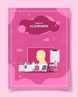 Alzheimer conceito médico diagnóstico cabeça paciente no computador vetor