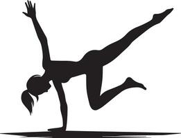 mulher empurrar acima ioga pose vetor silhueta ilustração
