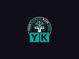 clínico yk carta logotipo, inicial yk médico logotipo imagem para médicos vetor