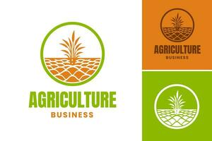 logotipo Projeto para uma o negócio dentro a agricultura indústria, adequado para fazendas, agrícola equipamento fabricantes, orgânico Comida empresas, e qualquer de outros relacionado empreendimentos. vetor