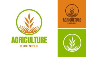 logotipo Projeto para uma o negócio dentro a agricultura indústria, adequado para fazendas, agrícola equipamento fabricantes, orgânico Comida empresas, e qualquer de outros relacionado empreendimentos. vetor