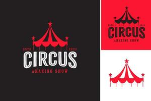 circo surpreendente mostrar logotipo Projeto é uma cativante e visualmente atraente logotipo Projeto este é perfeito para qualquer com tema de circo evento ou negócios. isto exala excitação, entretenimento, e Diversão vetor