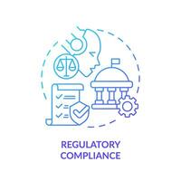 2d gradiente regulatório conformidade ícone, simples isolado vetor, cyber lei fino linha ilustração. vetor