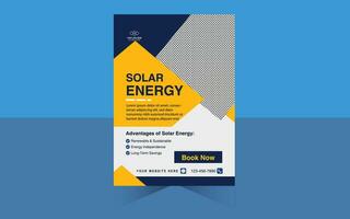 verde energia folheto modelos e solar painel o negócio poster disposição Projeto vetor