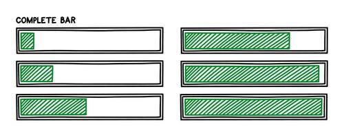 barra de carregamento de progresso. elemento de design de infográficos com status de conclusão. ilustração vetorial desenhada à mão vetor